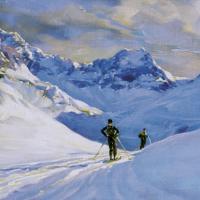 High Mountain Skier Painting