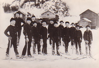 historical photo of skiers